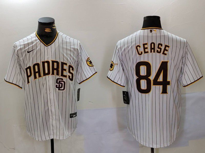 Men San Diego Padres #84 Cease White stripe Game 2024 Nike MLB Jersey style 3->san diego padres->MLB Jersey